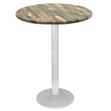 Masa bar rotunda blat werzalit 80xh112cm Raki Maracaibo cu picior metalic alb 43xh110cm