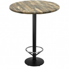Masa bar rotunda blat werzalit 80xh112cm Raki Maracaibo cu picior metalic negru cu suport picioare 43xh110cm