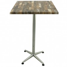 Masa inalta bar patrata Raki Maracaibo 70x70xh107cm blat werzalit si picior metalic clasic gri h105