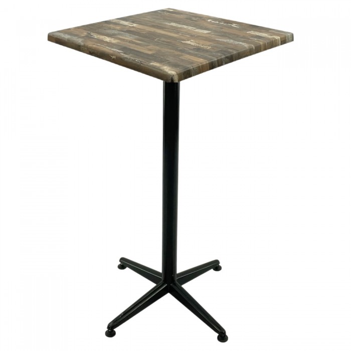 Masa inalta bar patrata Raki Maracaibo 70x70xh107cm blat werzalit si picior metalic clasic negru h105