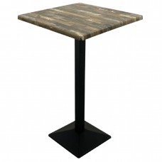 Masa inalta bar patrata Raki Maracaibo 70x70xh112cm blat werzalit si picior metalic negru 40x40xh110cm