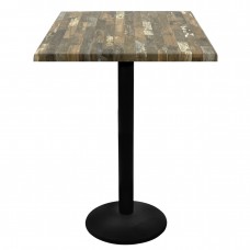 Masa inalta bar patrata Raki Maracaibo 70x70xh112cm blat werzalit si picior metalic negru 43xh110cm