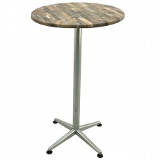 Masa inalta bar rotunda 60xh107cm Raki Maracaibo blat werzalit si picior metalic clasic gri h105