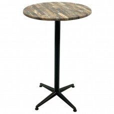 Masa inalta bar rotunda 60xh107cm Raki Maracaibo blat werzalit si picior metalic clasic negru h105