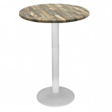 Masa rotunda bar 70xh112cm Raki Maracaibo blat werzalit si picior metalic alb 43xh110cm