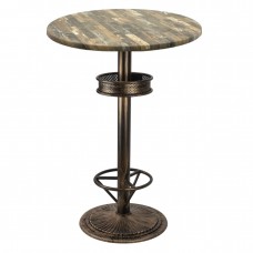 Masa rotunda bar 70xh112cm Raki Maracaibo blat werzalit si picior metalic aspect vintage bronz antichizat 50xh110cm