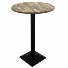 Masa rotunda bar 70xh112cm Raki Maracaibo blat werzalit si picior metalic negru 40x40xh110cm