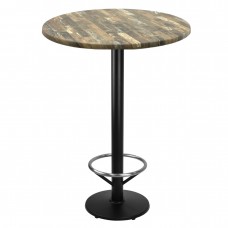 Masa rotunda bar 70xh112cm Raki Maracaibo werzalit si picior metalic negru cu suport picioare 43xh110cm