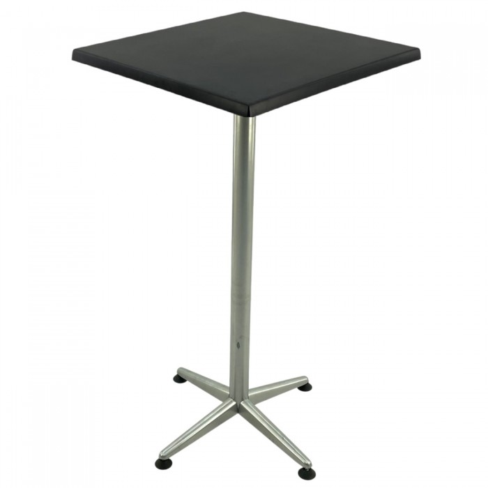 Masa bar patrata blat werzalit negru 70x70xh107cm Raki Black cu picior metalic clasic gri h105