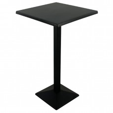 Masa bar patrata blat werzalit negru 70x70xh112cm Raki Black cu picior metalic negru 40x40xh110cm