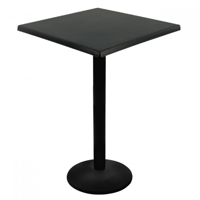 Masa bar patrata blat werzalit negru 70x70xh112cm Raki Black cu picior metalic negru 43xh110cm