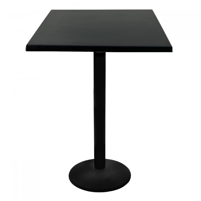 Masa bar patrata blat werzalit negru 70x70xh112cm Raki Black cu picior metalic negru 43xh110cm