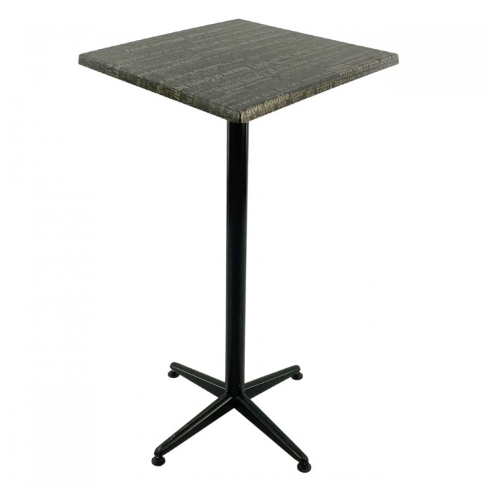 Masa bar patrata Raki Graphite Night blat werzalit 70x70xh107cm cu picior metalic clasic negru h105