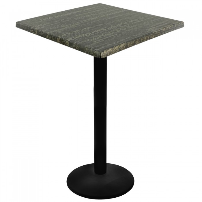 Masa bar patrata Raki Graphite Night blat werzalit 70x70xh112cm cu picior metalic negru 43xh110cm