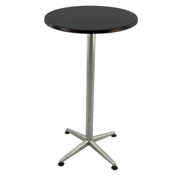Masa bar rotunda 60xh107cm Raki Black blat werzalit negru si picior metalic clasic gri h105