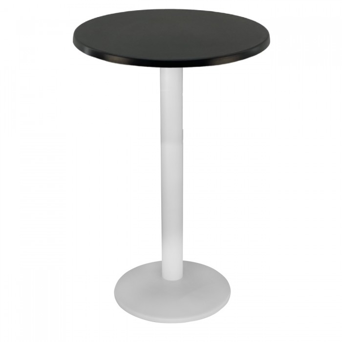 Masa bar rotunda 60xh112cm Raki Black blat werzalit negru si picior metalic alb 43xh110cm