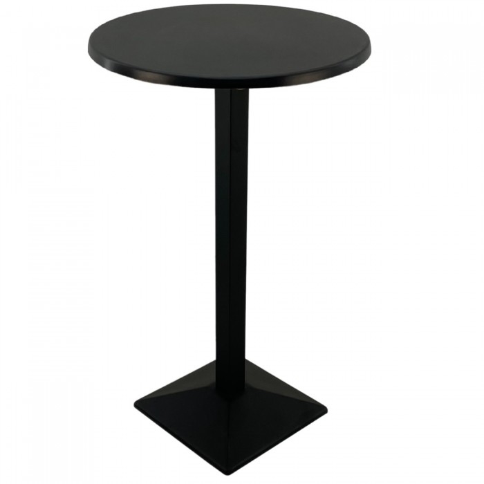 Masa bar rotunda 60xh112cm Raki Black blat werzalit negru si picior metalic negru 40x40xh110cm