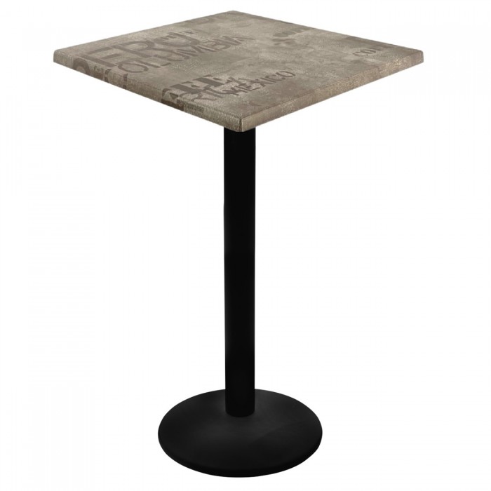 Masa cokctail patrata blat werzalit 70x70xh112cm Raki Brown Coffee Sack si picior metalic negru 43xh110cm