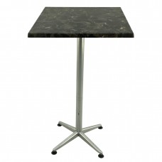 Masa inalta bar patrata Raki Karacabey Dark Marble 70x70xh107cm blat werzalit si picior metalic clasic gri h105