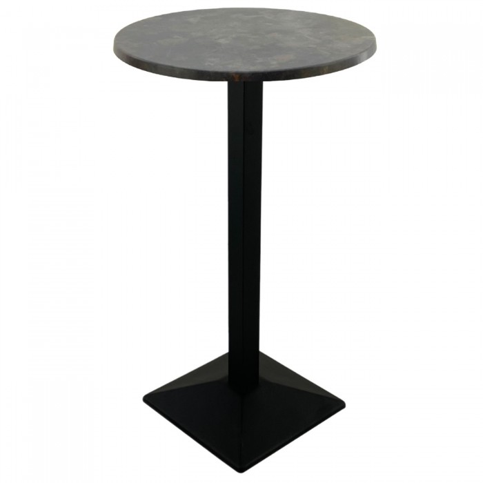 Masa bar rotunda blat werzalit 60xh112cm Raki Metalic Oxid cu picior metalic negru 40x40xh110cm
