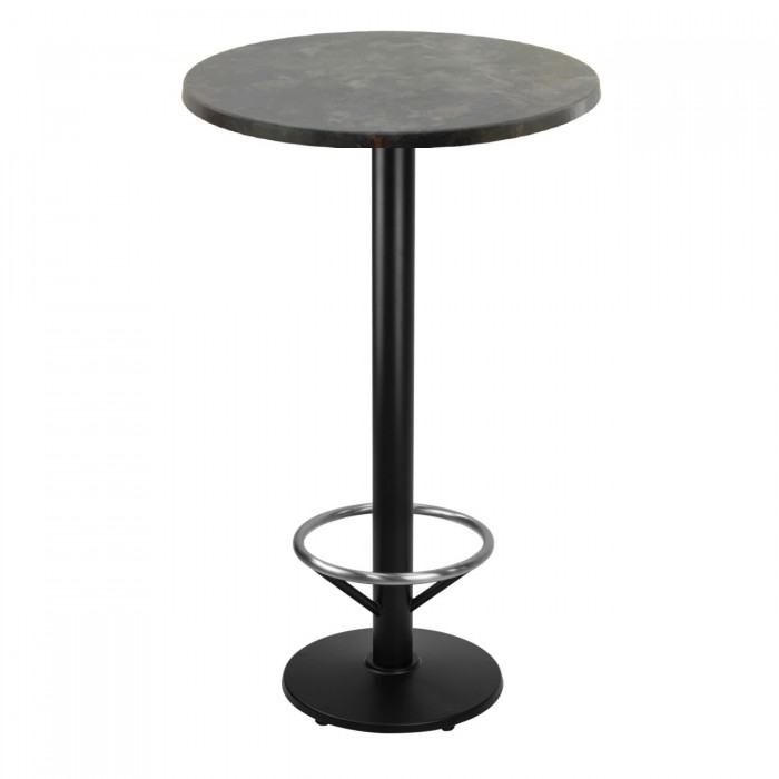 Masa bar rotunda blat werzalit 60xh112cm Raki Metalic Oxid cu picior metalic negru cu suport picioare 43xh110cm