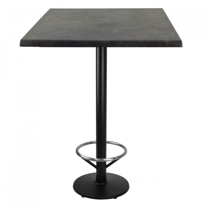 Masa inalta bar patrata Raki Metalic Oxid 80x80xh112cm blat werzalit si picior metalic negru cu suport picioare 43xh110cm