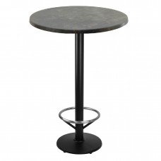 Masa inalta bar rotunda Raki Metalic Oxid 70xh112cm blat werzalit si picior metalic negru cu suport picioare 43xh110cm
