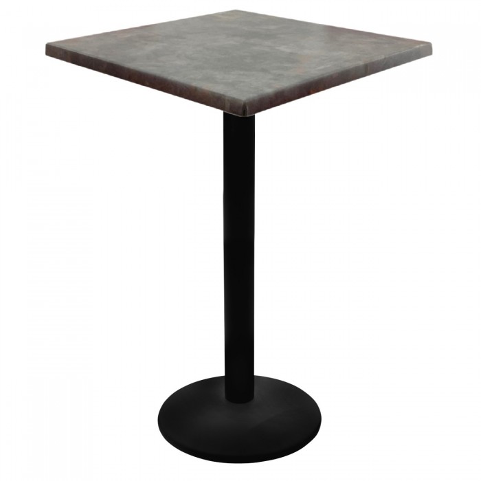 Masa patrata bar blat werzalit 70x70xh112cm Raki Metalic Oxid cu picior metalic negru 43xh110cm