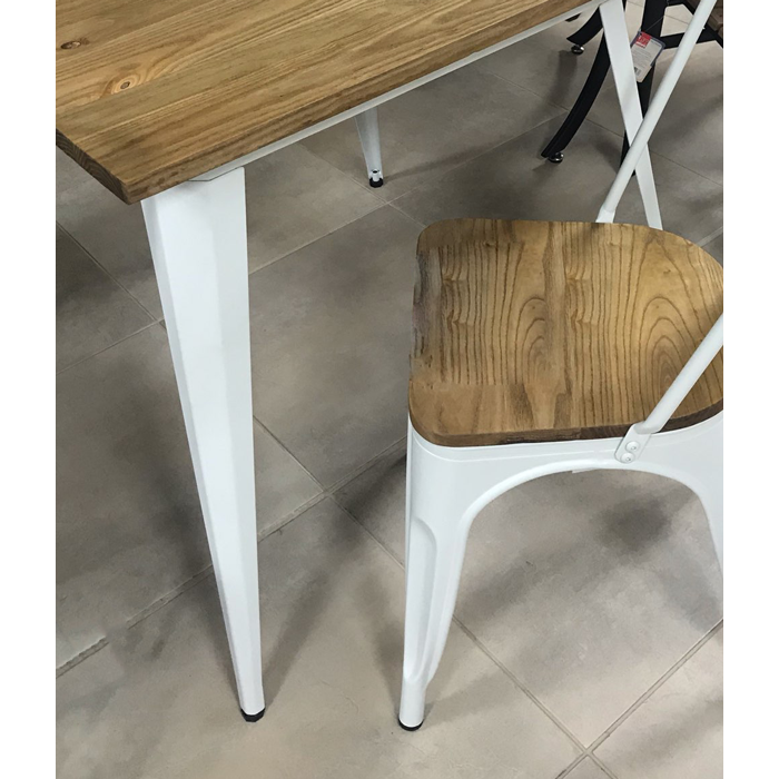 Masa bar patrata RAKI RETRO 80x80xh75cm lemn/metal WHITE