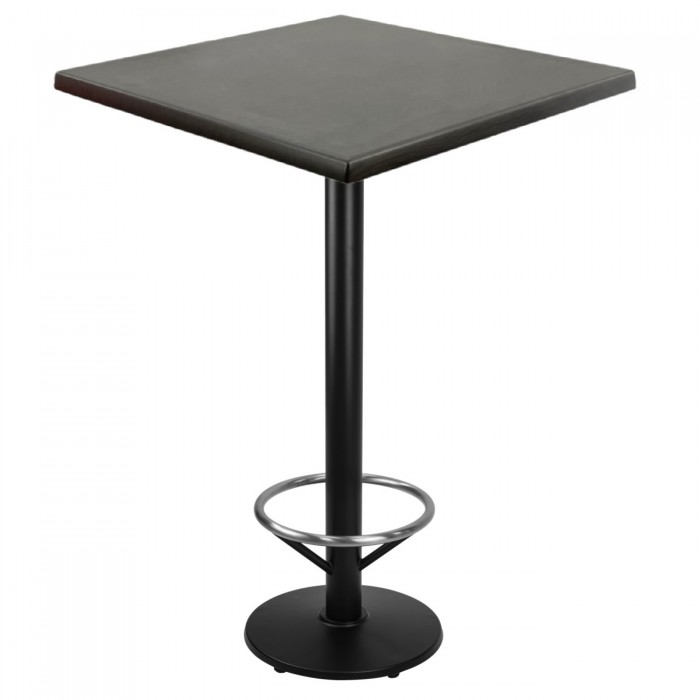 Masa bar inalta patrata 80x80xh112cm Raki New Wenge blat werzalit si picior metalic negru cu suport picioare 43xh110cm