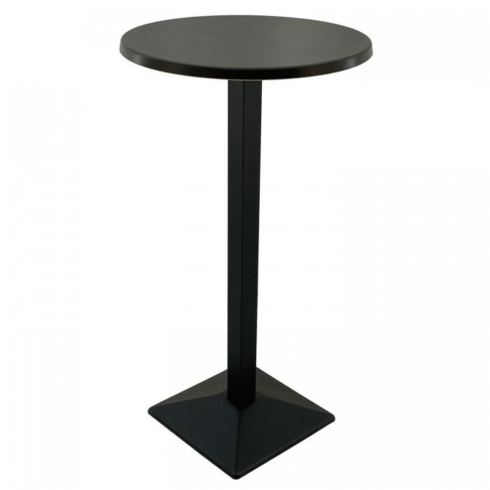 Masa bar inalta rotunda 60xh112cm Raki New Wenge blat werzalit si picior metalic negru 40x40xh110cm