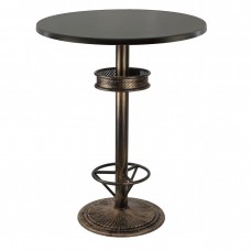 Masa bar rotunda 80xh112cm Raki New Wenge blat werzalit si picior metalic aspect vintage bronz antichizat 50xh110cm