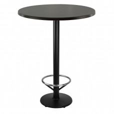 Masa bar rotunda 80xh112cm Raki New Wenge blat werzalit si picior metalic negru cu suport picioare 43xh110cm