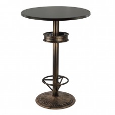 Masa inalta bar 70xh112cm Raki New Wenge blat werzalit si picior metalic aspect vintage bronz antichizat 50xh110cm