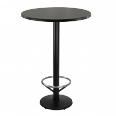 Masa inalta bar 70xh112cm Raki New Wenge blat werzalit si picior metalic negru cu suport picioare 43xh110cm