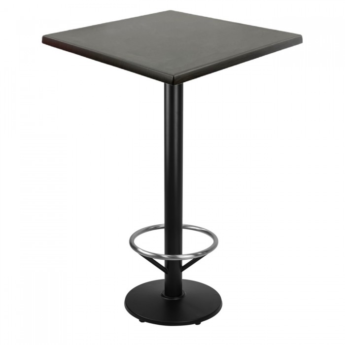Masa inalta bar patrata 70x70xh112cm Raki New Wenge blat werzalit si picior metalic negru cu suport picioare 43xh110cm