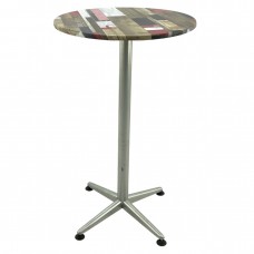 Masa bar rotunda 60xh107cm Raki Redden Wood blat werzalit si picior metalic clasic gri h105