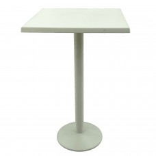 Masa bar interior/exterior patrata 70x70xh112cm Raki Uni Art blat werzalit si picior metalic alb 43xh110cm