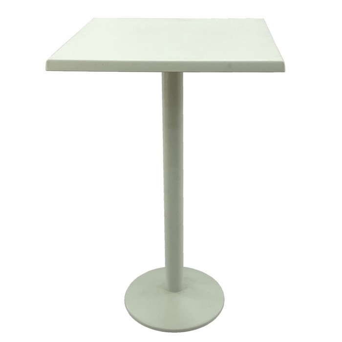 Masa bar interior/exterior patrata 70x70xh112cm Raki Uni Art blat werzalit si picior metalic alb 43xh110cm