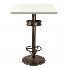 Masa bar interior/exterior patrata 70x70xh112cm Raki Uni Art blat werzalit si picior metalic aspect vintage bronz antichizat 50xh110cm