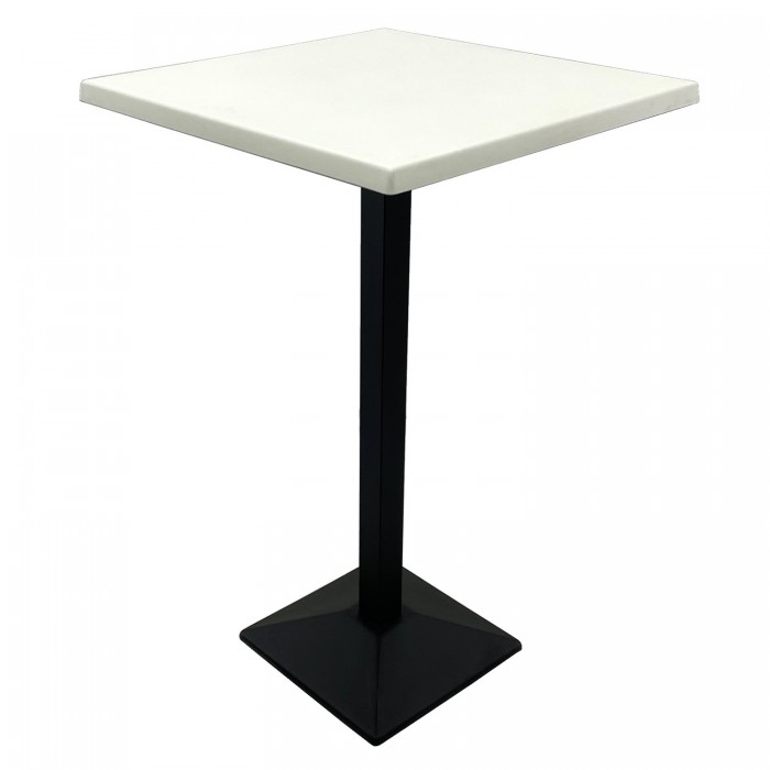 Masa bar interior/exterior patrata 70x70xh112cm Raki Uni Art blat werzalit si picior metalic negru 40x40xh110cm