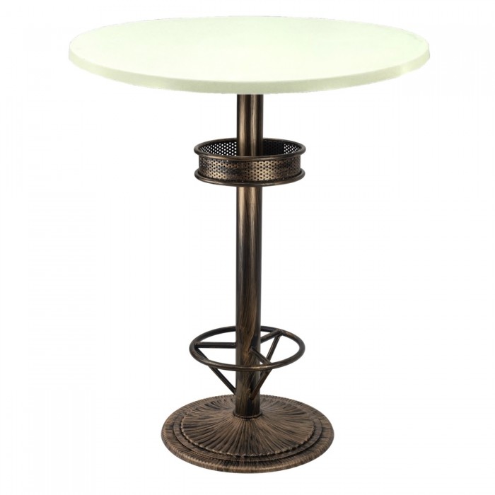 Masa inalta pentru bar 70xh112cm Raki Uni Art blat werzalit si picior metalic aspect vintage bronz antichizat 50xh110cm