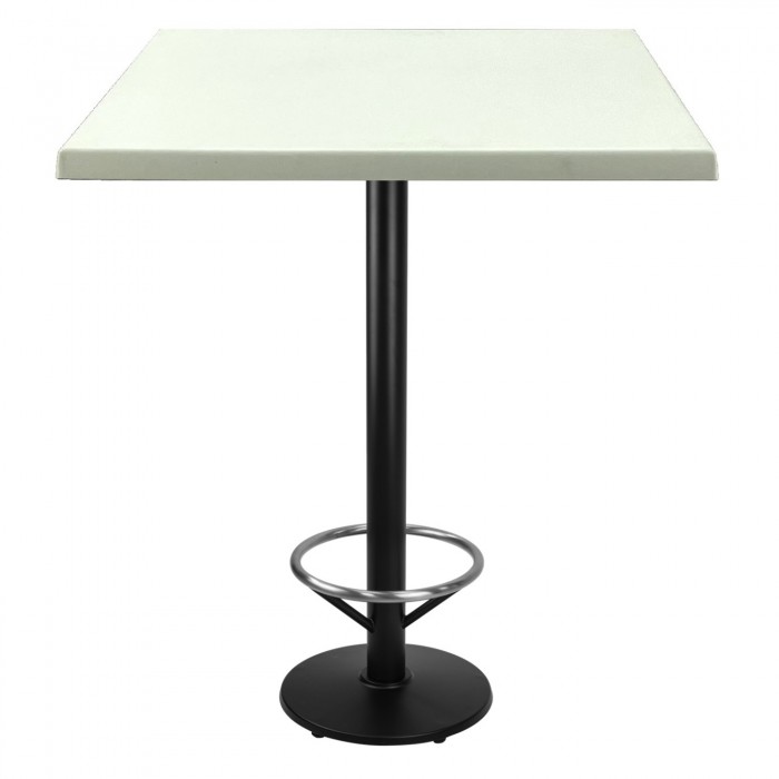 Masa patrata bar interior/exterior 80x80xh112cm Raki Uni Art blat werzalit si picior metalic negru cu suport picioare 43xh110cm