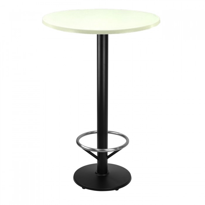Masa rotunda inalta pentru bar 60xh112cm Raki Uni Art blat werzalit si picior metalic negru cu suport picioare 43xh110cm