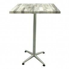 Masa bar patrata blat werzalit 80x80xh107cm Raki White Block cu picior metalic clasic gri h105