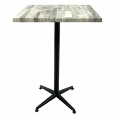 Masa bar patrata blat werzalit 80x80xh107cm Raki White Block cu picior metalic clasic negru h105