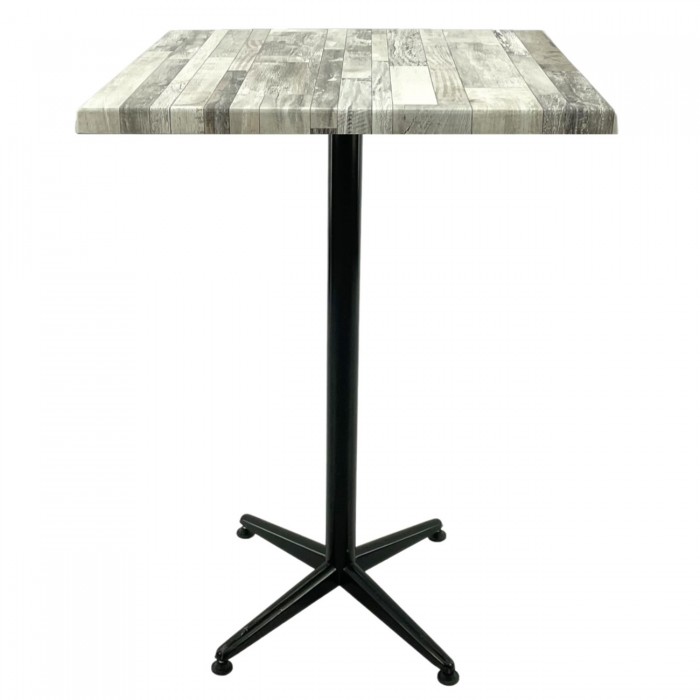 Masa bar patrata blat werzalit 80x80xh107cm Raki White Block cu picior metalic clasic negru h105