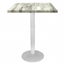 Masa bar patrata blat werzalit 80x80xh112cm Raki White Block cu picior metalic alb 43xh110cm