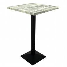 Masa bar patrata blat werzalit 80x80xh112cm Raki White Block cu picior metalic negru 40x40xh110cm