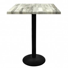 Masa bar patrata blat werzalit 80x80xh112cm Raki White Block cu picior metalic negru 43xh110cm